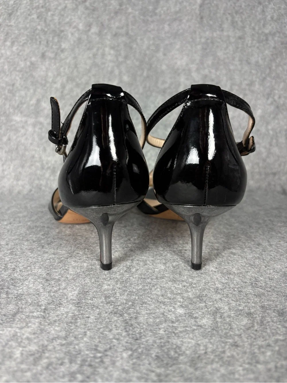Coach Hellena Black Patent Leather Kitten Heel Sandals 8.5